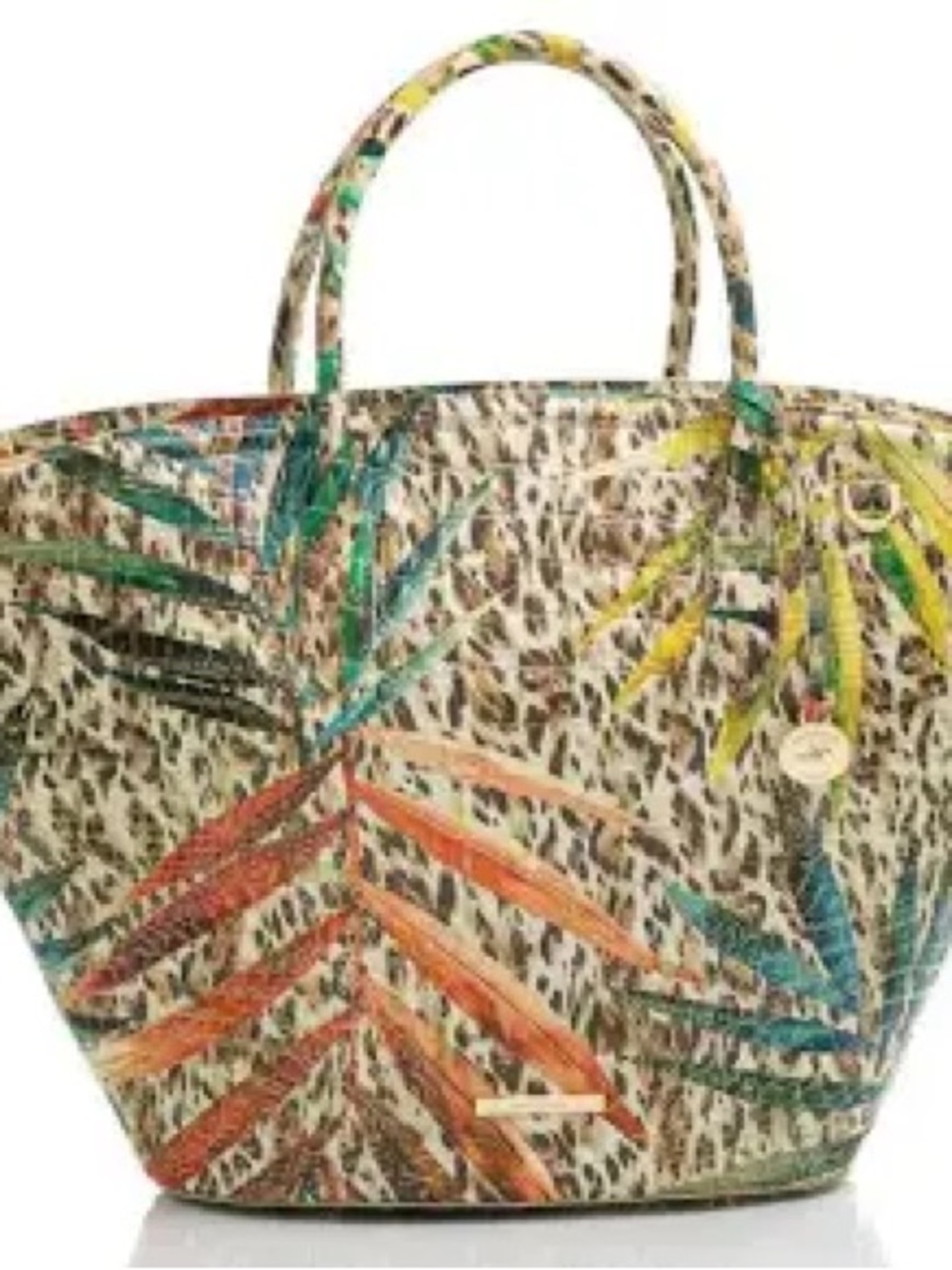 BRAHMIN Mira Botanica Croc-embossed Leather Market Tote